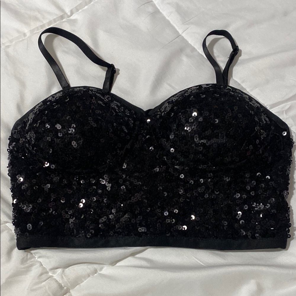 Sequin Black Bralette